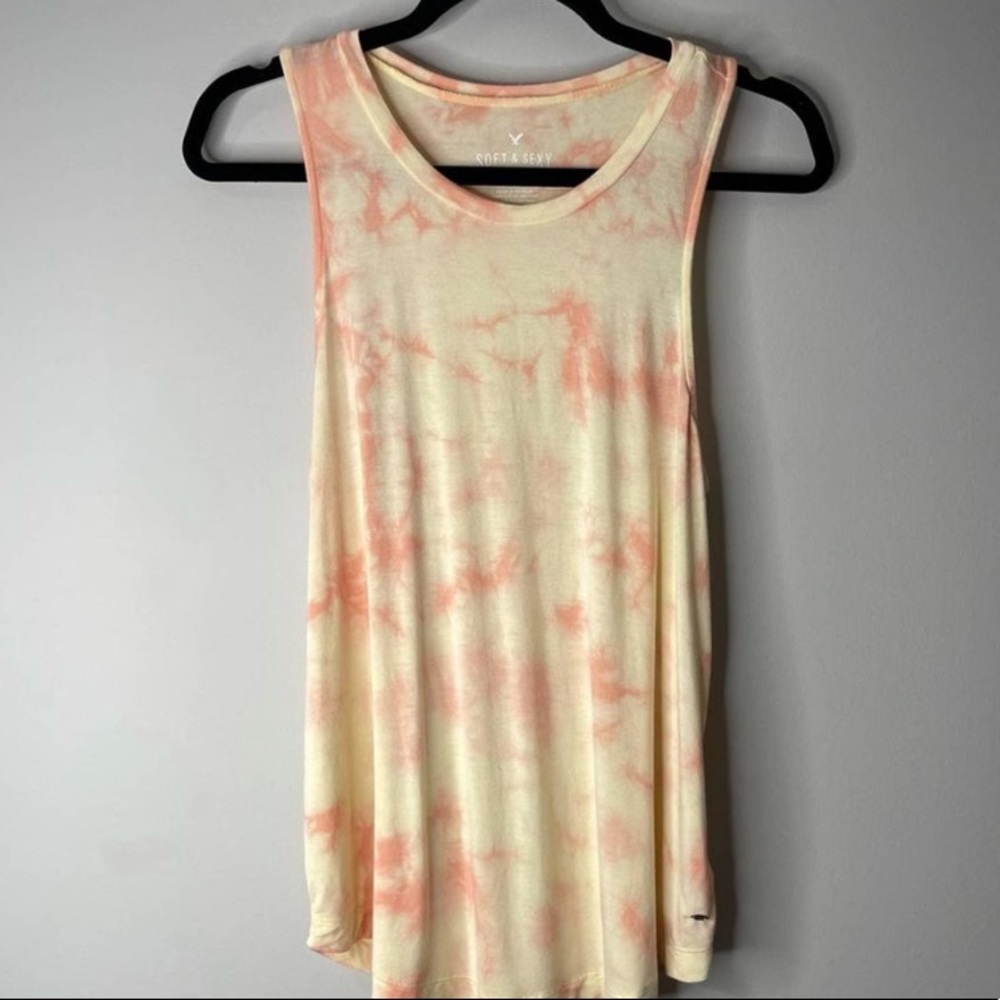 Soft and sexy light pink and orange sunset tie dye top
